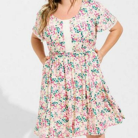 Torrid tunic center pleat dress mini Swiss dot - Picture 4 of 5